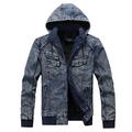 Men's Thicked Warm Denim Coat Zipper Autumn Winter Fleece Hooded Parka Jacket Casual Lightweight Outdoor Outwear