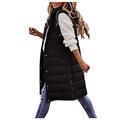 Women's Down Vest Long Winter Coat Vest with Hood Vest Coat Sleeveless Warm Down Coat with Pockets Quilted Vest Women's Down Jacket Outdoor, #01-Black, 5X-Large