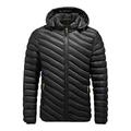 Orgrul Men's Circus Quilted Jacket in Down Jacket Look with Hood | Warm Durable Winter Jacket Lined Robust Transition Jacket Mottled Jacket for Men 1951, black, XXL