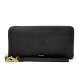 Women's Fossil Black Georgetown Hoyas Leather Logan RFID Zip Around Clutch