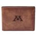 Men's Fossil Brown Minnesota Golden Gophers Leather Derrick Front Pocket Bi-Fold Wallet