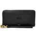 Women's Fossil Black North Dakota Leather Logan RFID Zip Around Clutch