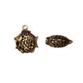 Pewter Charms Antiqued Gold-Finished Hollow Fish 17.5x20.5mm Sold per pkg of 2pcs