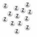 100 White Acrylic Alphabet Letter Z Coin Spacer Loose Beads 7x4mm Round