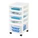 IRIS USA 5 Drawer Clear Plastic Drawer Cart Rolling Storage White