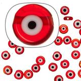 Glass Beads Red Base Evil Eye Amulet Design 8mm Round Plate. 36Cm StrinGram/pack (2-Pack Value Bundle) SAVE $1