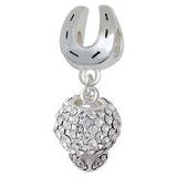 Clear Crystal Sparkle Spinner - Horseshoe Charm Bead