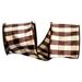 Reliant Ribbon - 92965W-092-10F Check Silk Wired Edge Ribbon Brown 4 Inch 10 Yards