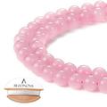BEADNOVA Natural Rose Quartz Beads Natural Crystal Beads Stone Gemstone Round Loose Energy Healing Beads with Free Crystal Stretch Cord for Jewelry Making (6mm 63-65pcs)