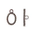 Bar & Ring Toggle Clasp Antiqued Silver-Plated Pewter(Zn) Oval With Twisted Rope Design 22x13mm 12 pair per pack (5-Pack Value Bundle) SAVE $4