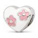 Mia Diamonds Solid 925 Sterling Silver Reflections Kids Enameled Heart with Pink Flowers Bead