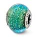 FB Jewels Sterling Silver Reflections Italian Blue & Teal w/Silver Glitter Glass Bead