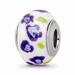 925 Sterling Silver Reflections Purple/Blue Flower Italian Glass Bead; for Adults and Teens; for Women and Men