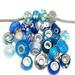 Sexy Sparkles Assorted Blue Glass Lampwork Murano Glass Beads for European Style Bracelet - Zinc Metal Alloy + Glass Pack of 10