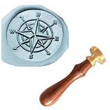 MDLG Custom Vintage Compass Star Orientation Personalized Picture Letter Logo Wedding Invitation Wax Seal Stamp Rosewood Handle Set