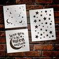 Love You to The Moon and Back - Stars & Moons Stencil Set - 3 Part by StudioR12 Reusable Mylar Template Use to Paint Wood Signs - Pillows - DIY Love Decor