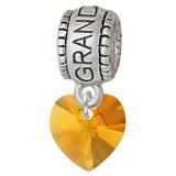 Yellow Crystal Heart - Granddaughter Charm Bead
