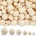 LotFancy Wooden Beads 500Pcs 6 Sizes Unfinished Natural Wood Beads for Crafts Wood Material