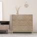 Corrigan Studio® Bendt Modern 3 Drawer Chest Dresser, Mid Century Natural Oak Organizer Bedroom Furniture w/ Gold Metal Wood in Brown | Wayfair