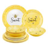 UPware 12-Piece Sweet Bees Melamine Dinnerware Set