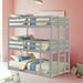 Twin Bunk Bed for Kids, YOFE Wood Twin Triple Bunk Bed, Modern Twin Over Twin Over Twin Triple Bed with Built in Ladder, Can be Divided Into 2 Separate Beds, No Box Spring Need, Gray, R6538