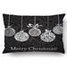 ARTJIA Xmas Merry Christmas With Christmas Balls Black And White Pillow Case Cushion Cover Case Throw Pillow Case 20x30 inches