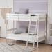 Bunk Bed for Kids, YOFE Wood Twin Over Twin Bunk Bed, Modern Bunk Bed Twin Over Twin Size, Bunk Bed Frame with Ladder and Guardrails, Bunk Beds for Bedroom, Dorm, No Box Spring Needed, White, R5513