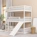 Triple Bunk Bed for Kid, YOFE Wood Triple Twin Bunk Bed, Twin Over Twin Over Twin Triple Bed with Built in Ladder and Slide, Triple Bunk Bed for Bedrooms, Dormitories, No Box Spring Need, White, R4538