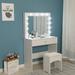 Botrong Modern Lighted Makeup Vanity Mirror Light,Makeup Dressing Table Vanity Set Mirrors with Dimmer,Tabletop or Wall Mounted Vanity with Mirror and Stool,12 LED Light Flexible LED Light, DIY Mirror