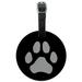 Paw Print Dog Cat White on Black Round Leather Luggage Card Suitcase Carry-On ID Tag