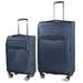 Cantor Ultra Lightweight Softside Luggage with Spinner Wheels, Set of 2, Navy - Expandable Suitcase with Retractable Handle and ID Tag, and Interlocking Zippers with TSA Lock