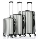 Luggage Sets for Women and Men Unisex 3 Pieces Hardside Luggage and Travel Bags Carry On Suitcases Rolling Trolley Cases with Spinner Wheels and Lock Silver Gray