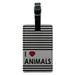 Graphics and More I Love Heart Animals Rectangle Leather Luggage ID Tag