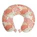 Underwater Travel Pillow Neck Rest, Sea World Pattern with Tortoiseshell Swimming amongst Coral Reef, Memory Foam Traveling Accessory Airplane and Car, 12", Dark Coral and Pale Orange, by Ambesonne