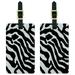 Zebra Print Black White Luggage Tags Suitcase Carry-On ID, Set of 2