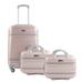 Varsity 3-Piece Cosmetic Hardside Spiner Luggage Set, Rose Gold/Grey