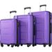 Suzicca Expanable Spinner Wheel 3 Piece Luggage Set ABS Lightweight Suitcase with TSA Lock
