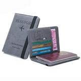 PU Leather Travel Passport Wallet Holder RFID Blocking ID Card Case Cover