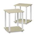 12127CRM-WH Simplistic End Table - Cream Marble & White, Set of 2