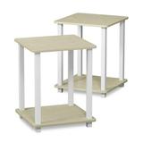 12127CRM-WH Simplistic End Table - Cream Marble & White, Set of 2