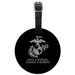 Once a Marine Always a Marine USMC Black White Officially Licensed Round Leather Luggage Card Suitcase Carry-On ID Tag