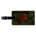 Northern Cardinal Red Pine Perch Rectangle Leather Luggage Card Suitcase Carry-On ID Tag