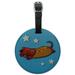 Wiener Hot Dog Dachshund Cartoon Round Leather Luggage Card Suitcase Carry-On ID Tag