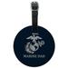 Marine Dad USMC White Logo on Blue Officially Licensed Round Leather Luggage Card Suitcase Carry-On ID Tag