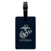 Veteran USMC Marine Corps White on Blue Officially Licensed Rectangle Leather Luggage Card Suitcase Carry-On ID Tag