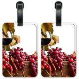 Red Wine & Grapes - Luggage ID Tags / Suitcase Identification Cards - Set of 2