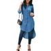 Sunisery Fashion WomenÂ´s Button Turn-down Collar Long Sleeve Casual Loose Shirt Mini Dress Plus Size