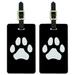 Paw Print Dog Cat White on Black Luggage ID Tags Suitcase Carry-On Cards - Set of 2