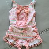 Jessica Simpson One Pieces | Jessica Simpson Romper 6-9 Months | Color: Pink/White | Size: 6-9mb