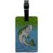 Bass Fish Fishing Jumping Out of Water Leather Luggage ID Tag Suitcase
